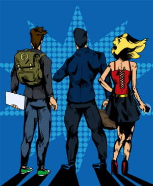 Heroes seen from back (inverted) | Diseño Con Ilustración por smiledim24