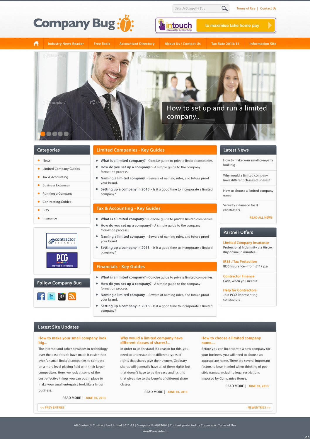Wordpress Design by pb for Contract Eye Limited | Design #2058520