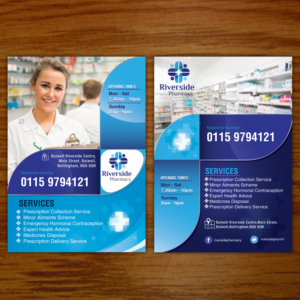 A5 2 sided flyer to promote pharmacy services | Flyer Design by Souvik Roy (Alex Pro)