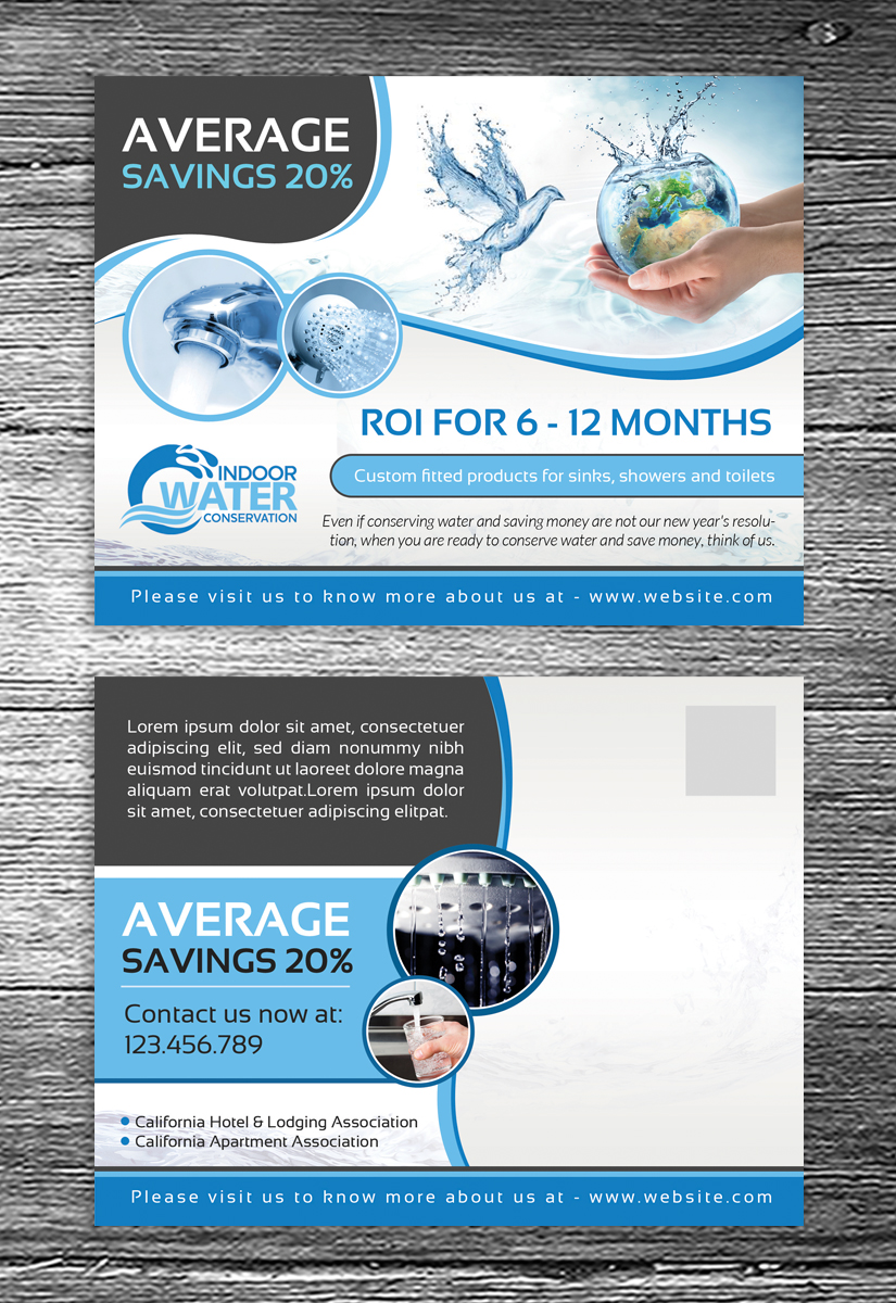 Postcard Design by debdesign for Indoor Water Conservation | Design #9342299