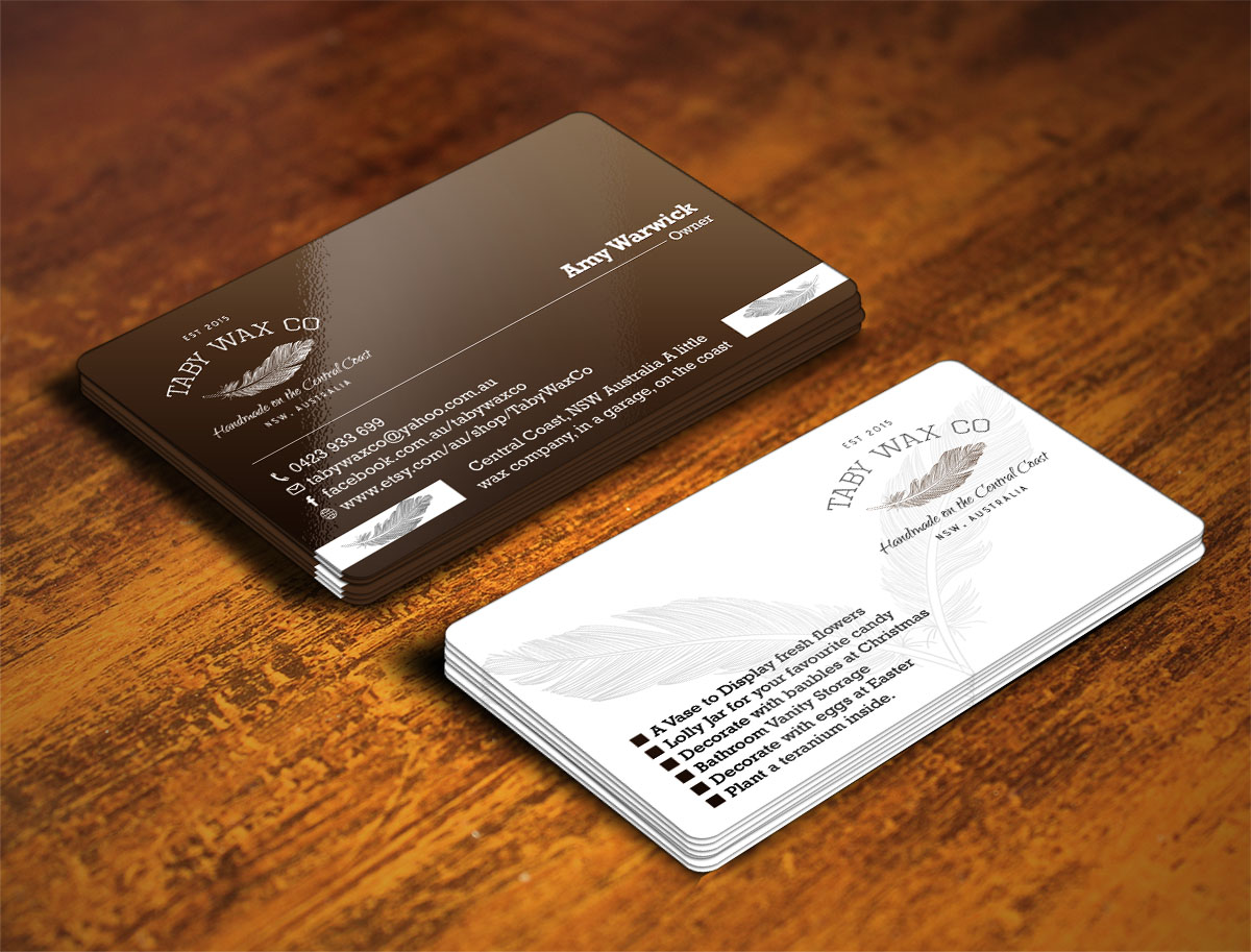 Business Card Design by Verified artistry (Design garden) for Taby Wax Co | Design #9360260