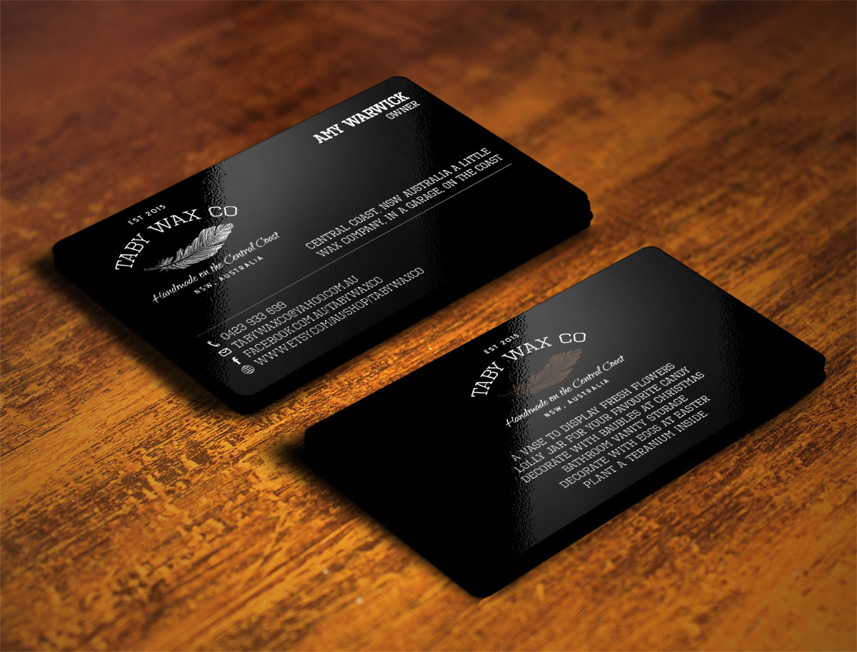 Business Card Design by Verified artistry (Design garden) for Taby Wax Co | Design #9361284