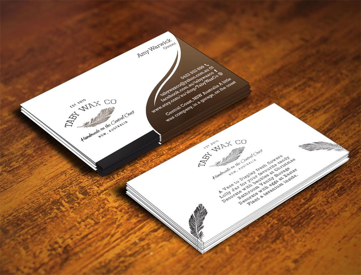 Business Card Design by Verified artistry (Design garden) for Taby Wax Co | Design #9361289