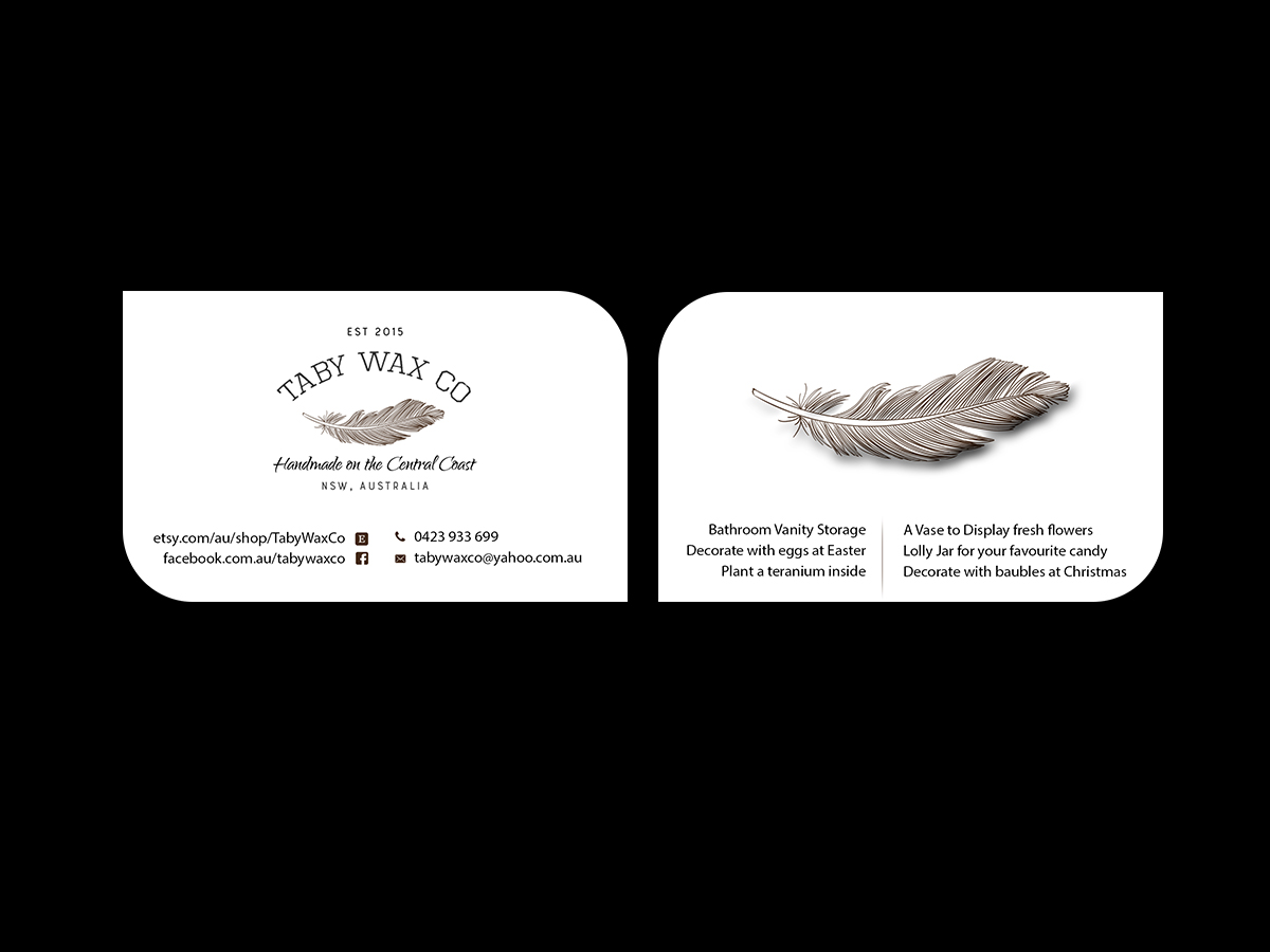 Visitenkarten-Design von Creations Box 2015 für Taby Wax Co | Design #9334261