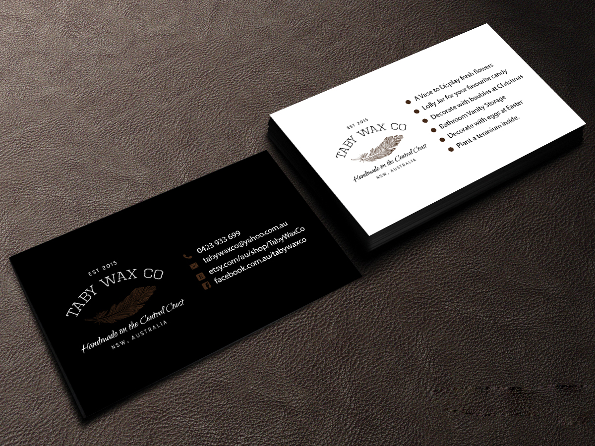 Business Card Design by Creations Box 2015 for Taby Wax Co | Design #9334264