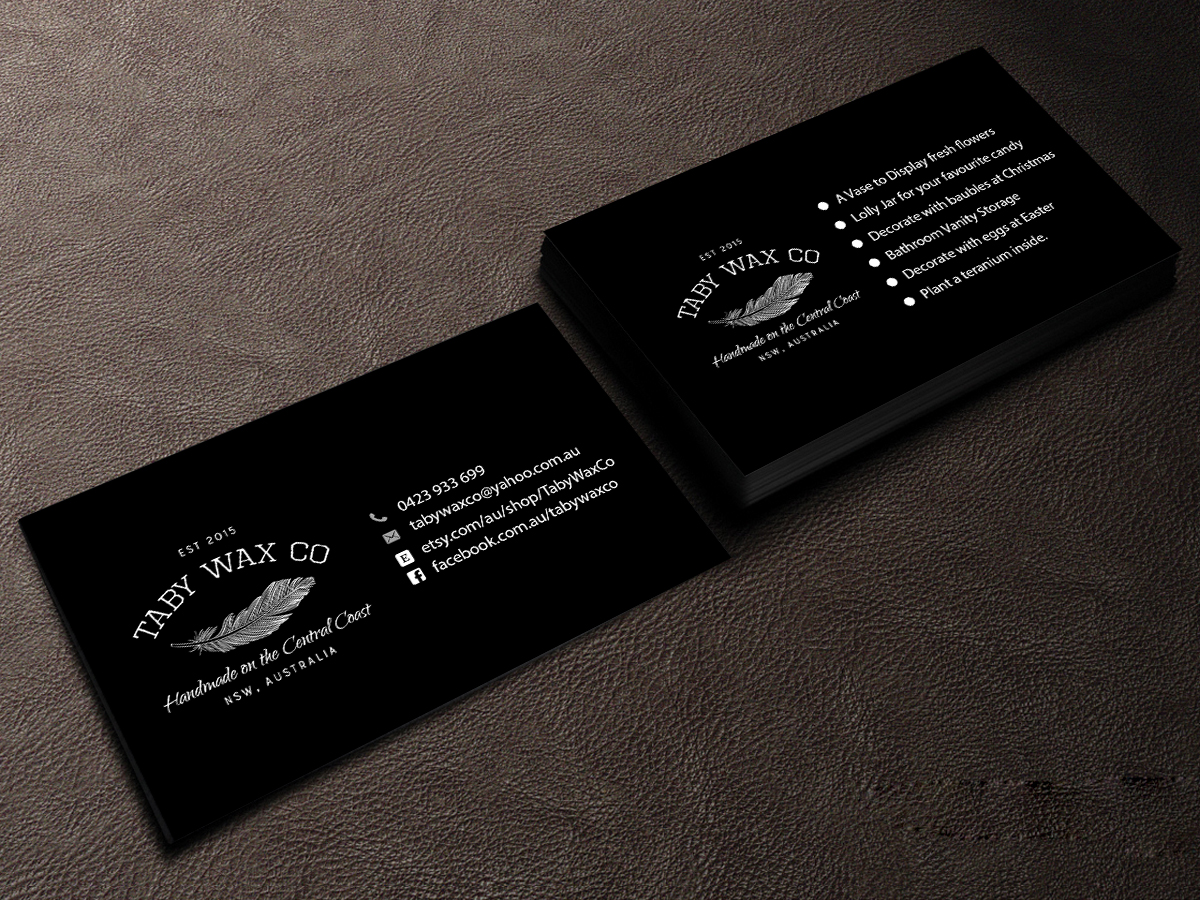 Business Card Design by Creations Box 2015 for Taby Wax Co | Design #9334265