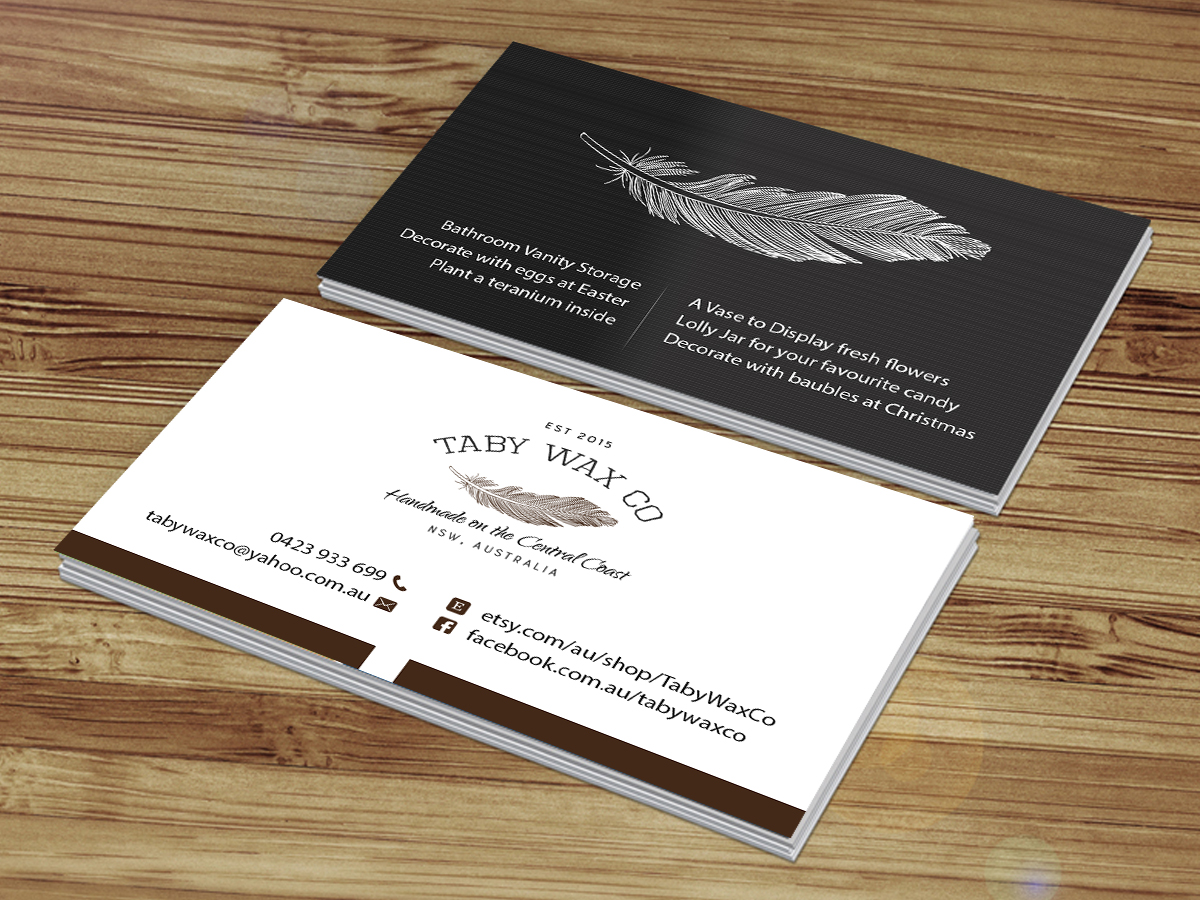 Business Card Design by Creations Box 2015 for Taby Wax Co | Design #9349334