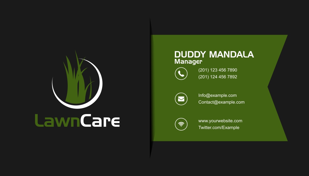 modern masculine lawn care business card design for sample lawn care business cards