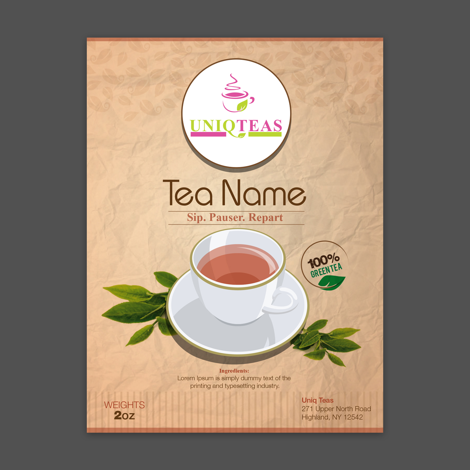 Packaging Design by Souvik Roy (Alex Pro) for Caraway Tea Company, LLC | Design #9374068