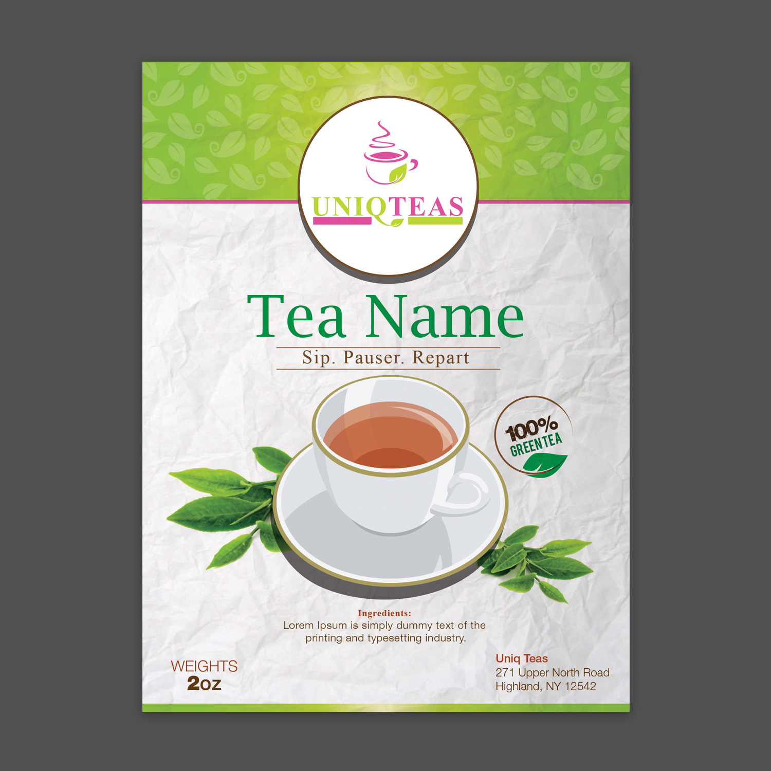 Packaging Design by Souvik Roy (Alex Pro) for Caraway Tea Company, LLC | Design #9374069