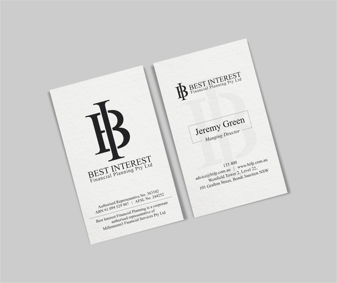 Business Card Design by INDIAN_Ashok for Best Interest Financial Planning Pty Ltd | Design #9507193