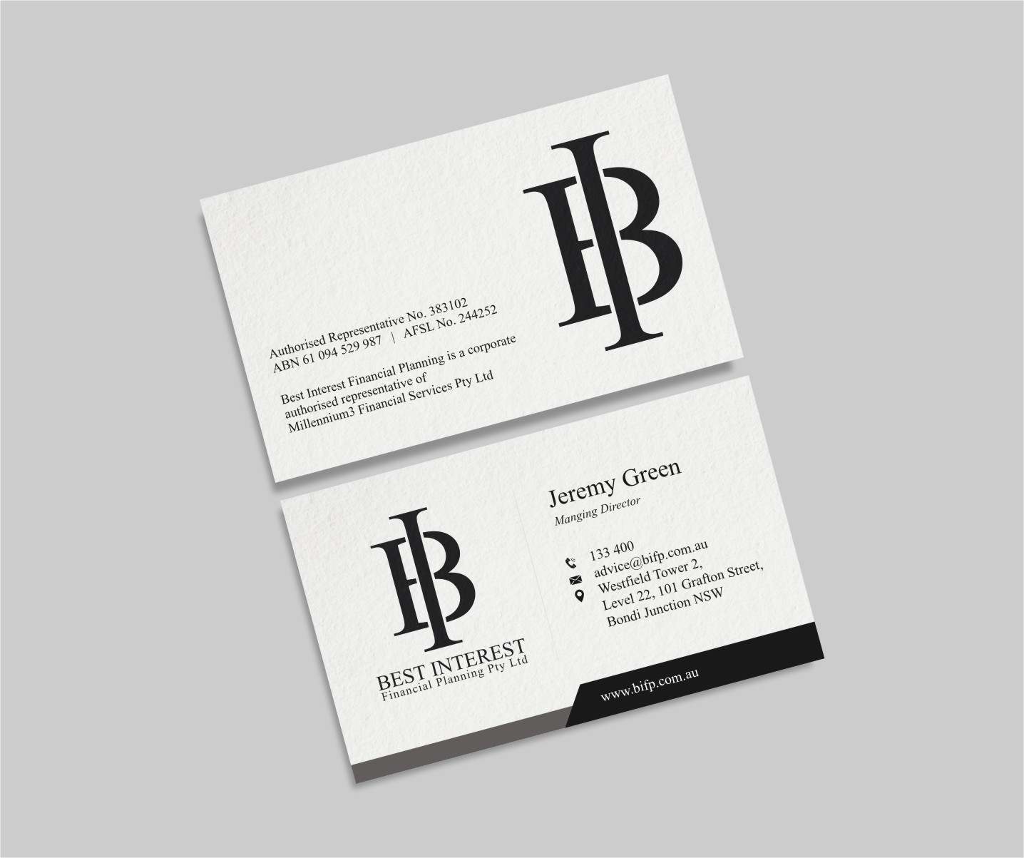 Business Card Design by INDIAN_Ashok for Best Interest Financial Planning Pty Ltd | Design #9507199