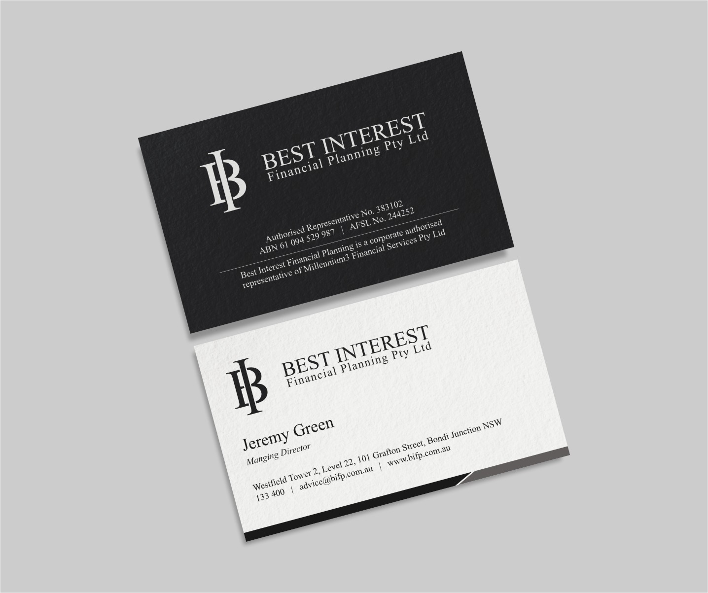 Business Card Design by INDIAN_Ashok for Best Interest Financial Planning Pty Ltd | Design #9507200