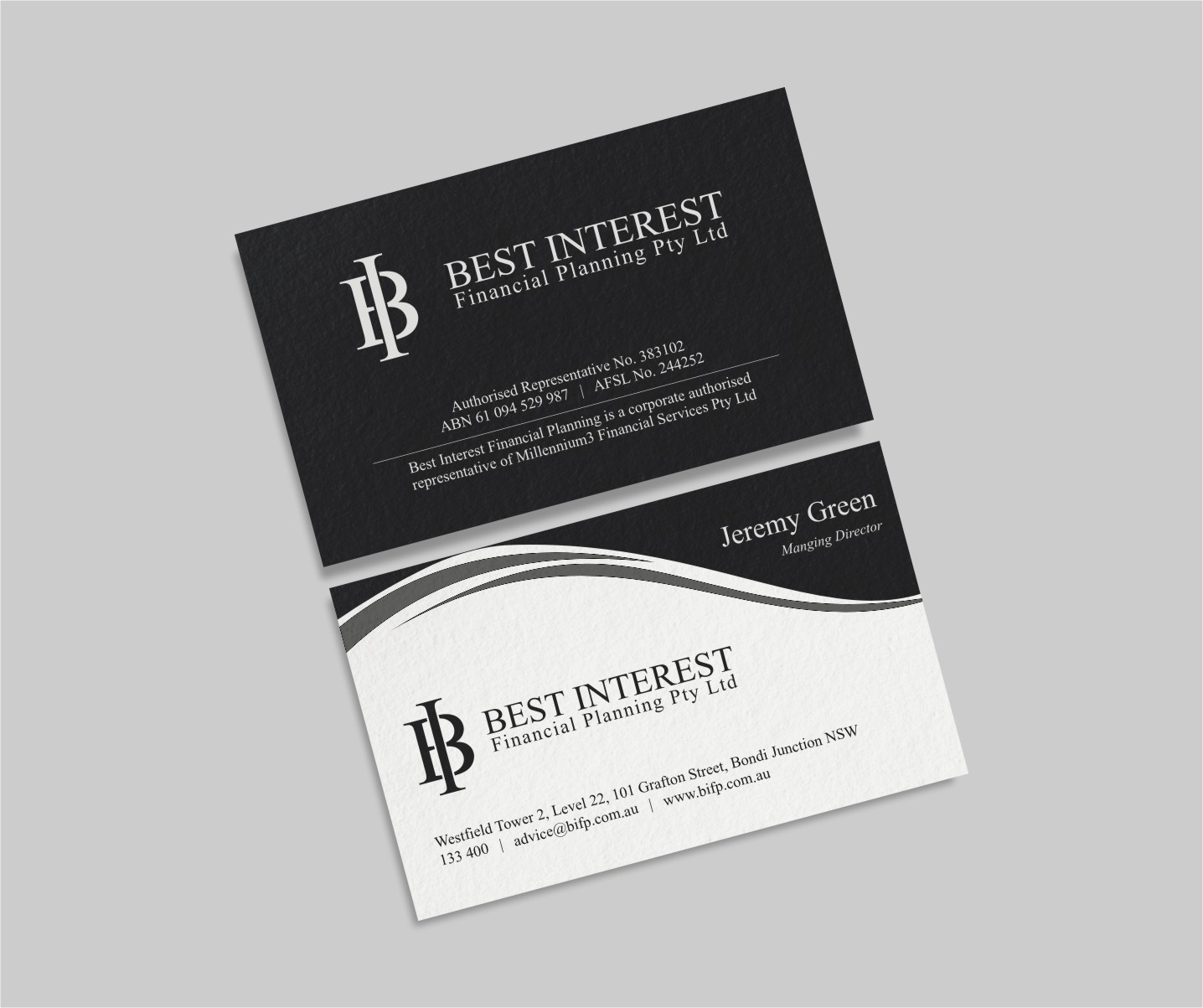 Business Card Design by INDIAN_Ashok for Best Interest Financial Planning Pty Ltd | Design #9507203