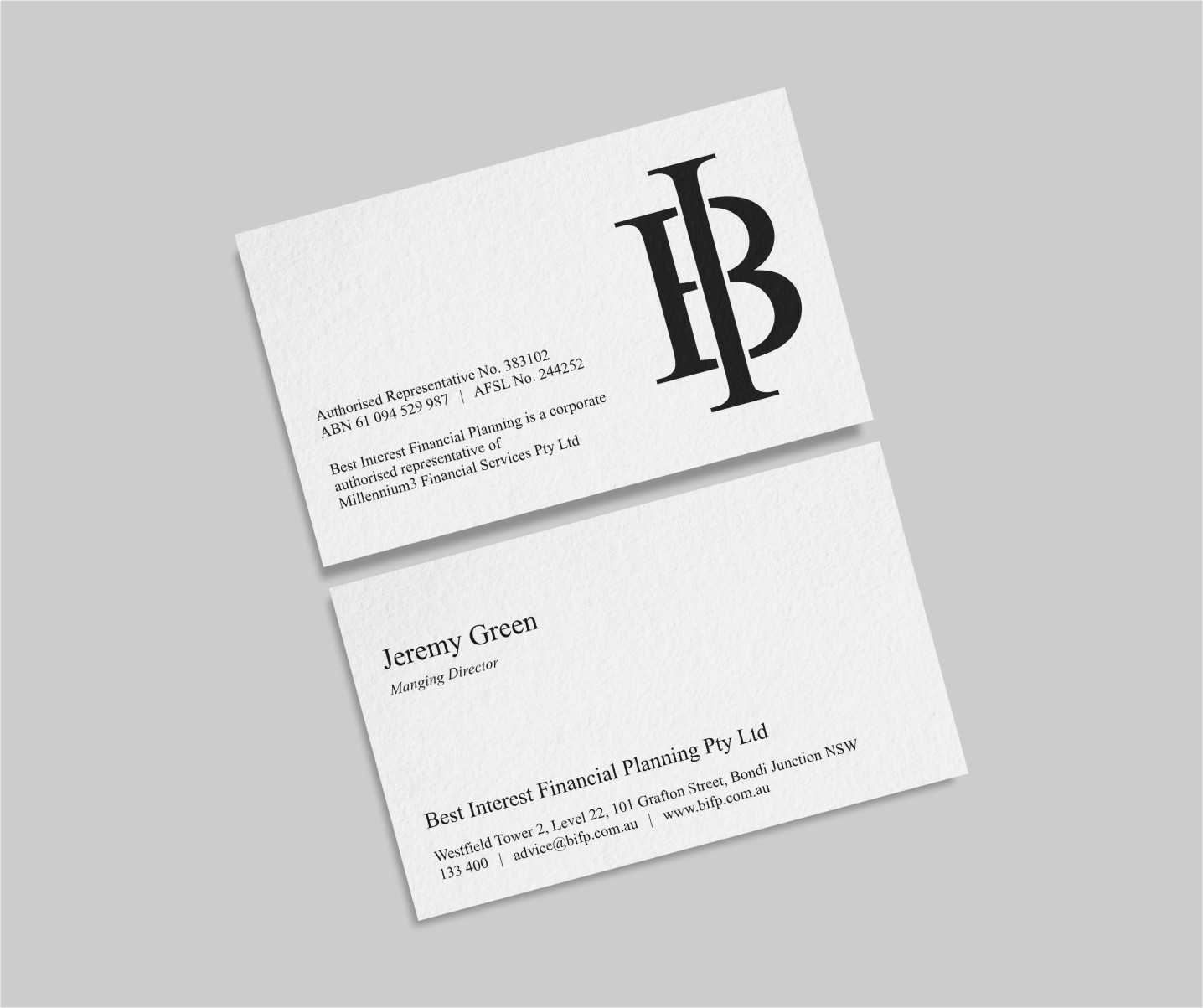 Business Card Design by INDIAN_Ashok for Best Interest Financial Planning Pty Ltd | Design #9507212