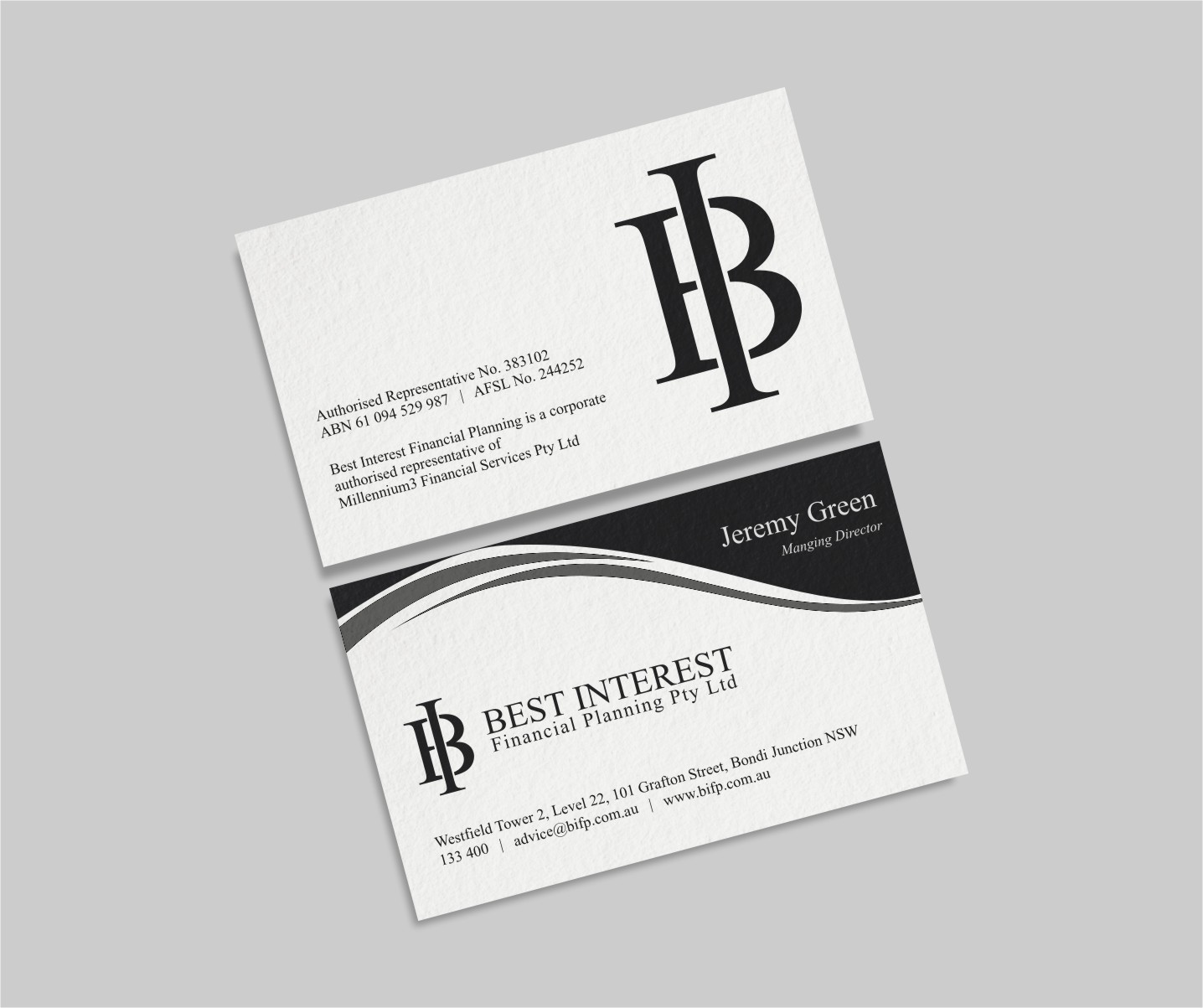 Business Card Design by INDIAN_Ashok for Best Interest Financial Planning Pty Ltd | Design #9507213