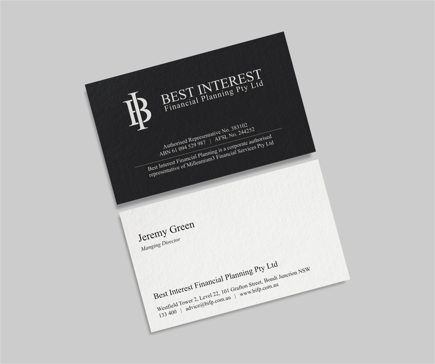 Diseño de Tarjeta de Presentación por INDIAN_Ashok para Best Interest Financial Planning Pty Ltd | Diseño #9507215