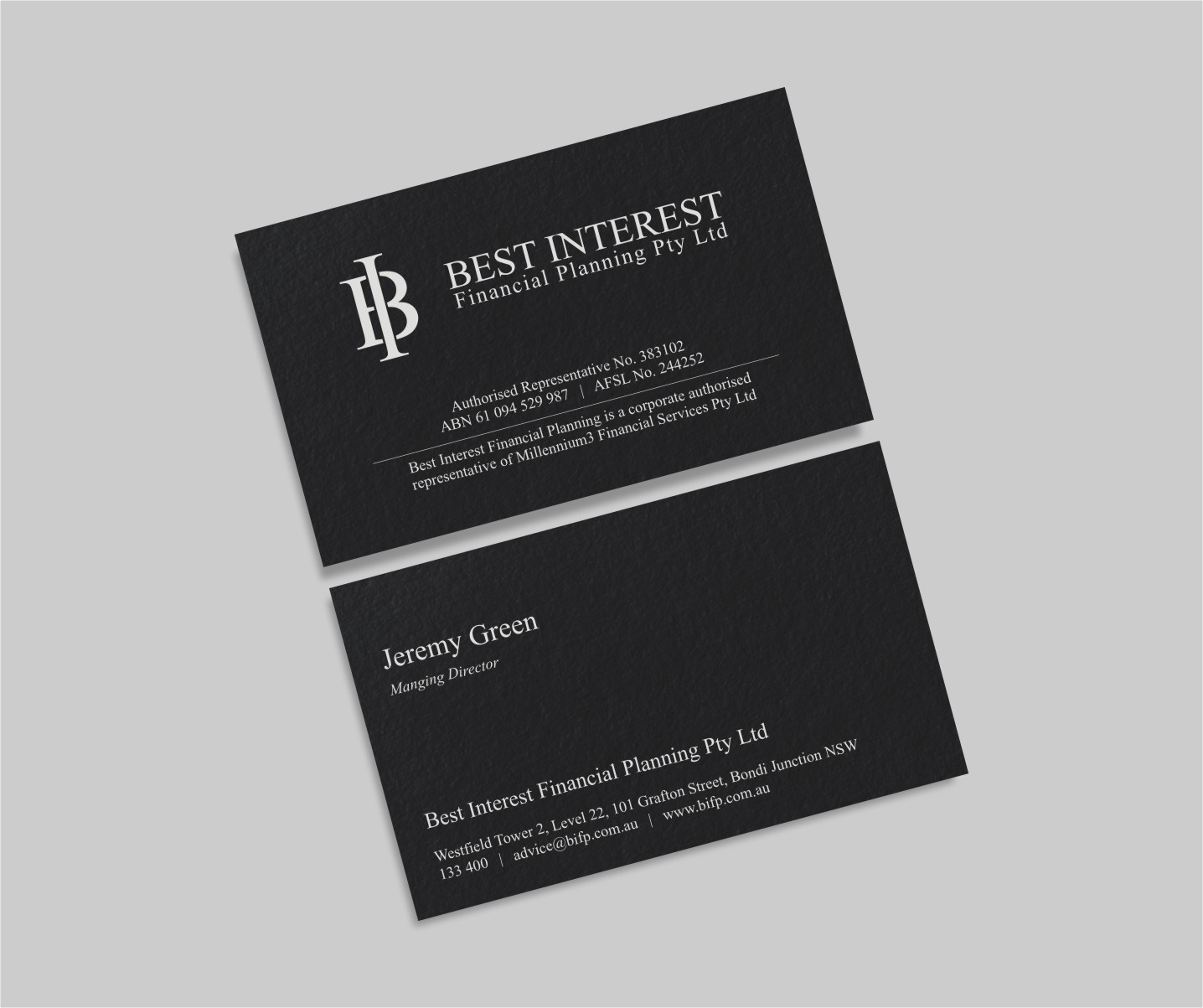 Business Card Design by INDIAN_Ashok for Best Interest Financial Planning Pty Ltd | Design #9507216