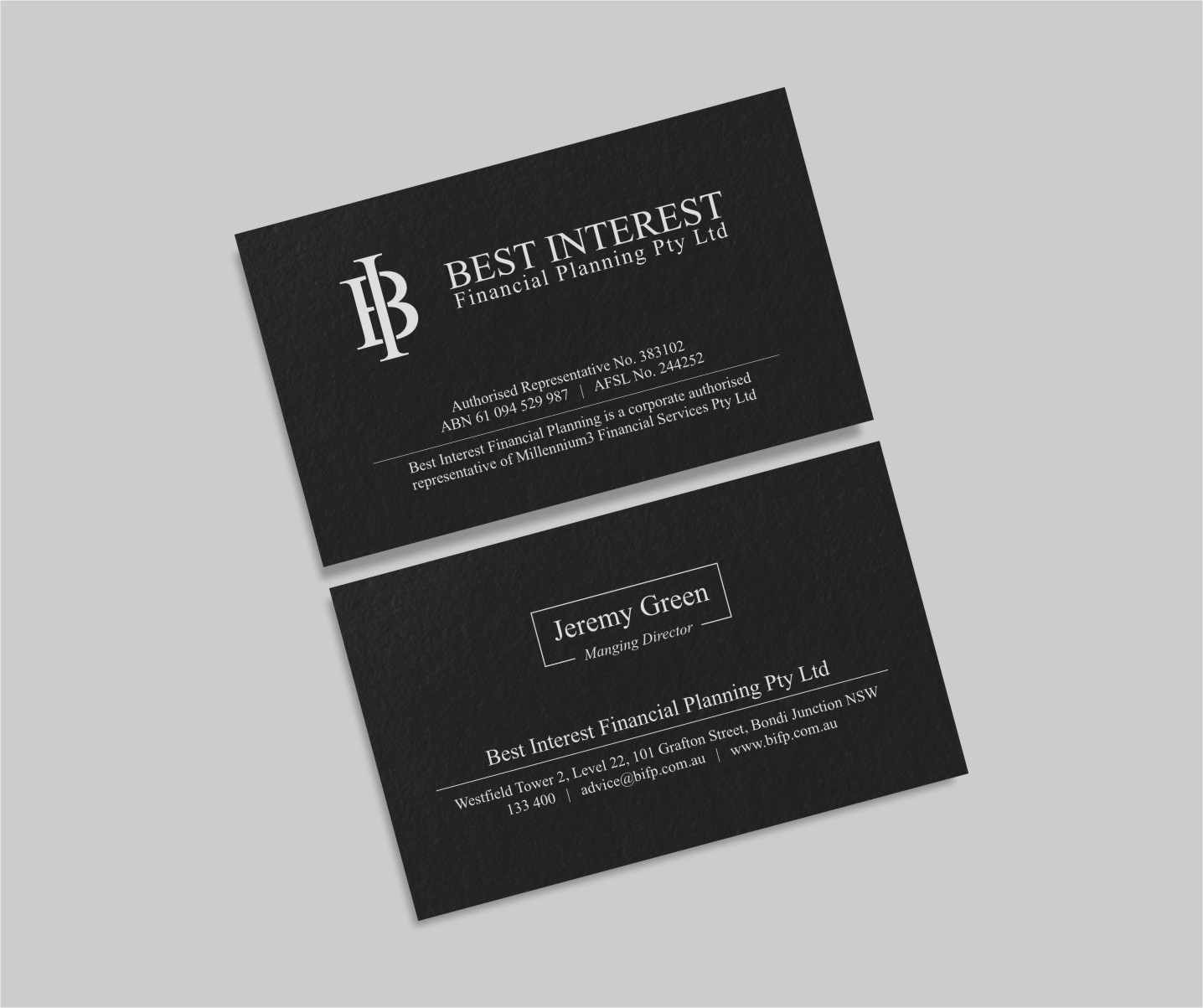 Design de Carte de Visite par INDIAN_Ashok pour Best Interest Financial Planning Pty Ltd | Design #9507217