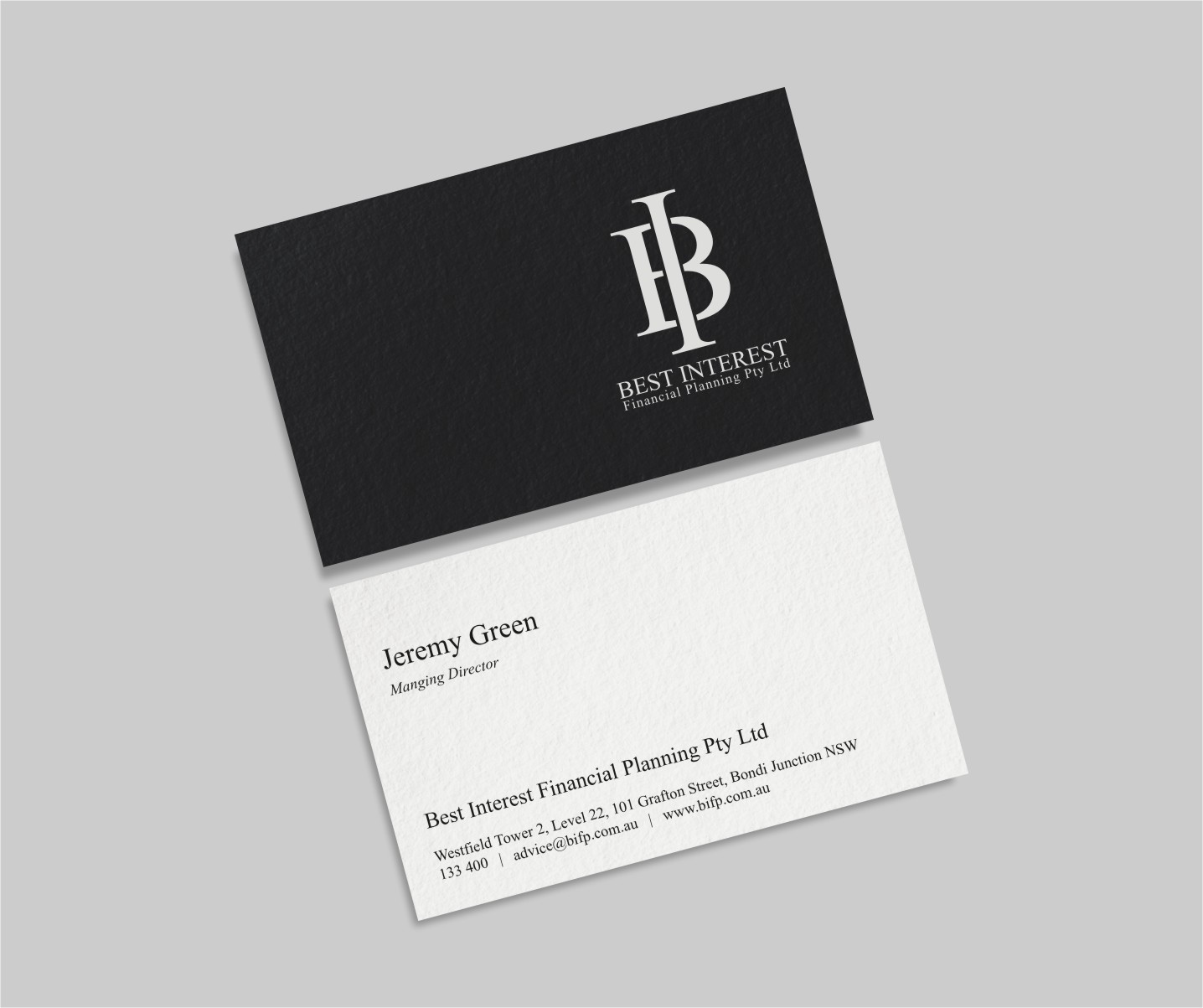 Business Card Design by INDIAN_Ashok for Best Interest Financial Planning Pty Ltd | Design #9507304