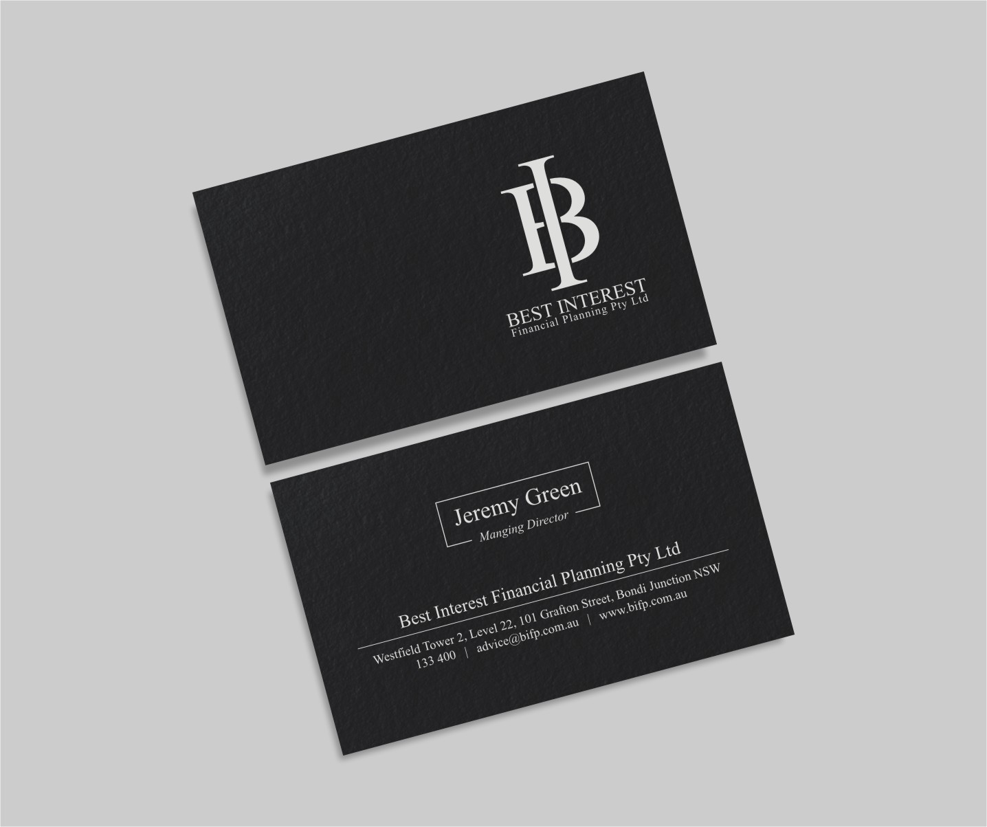 Business Card Design by INDIAN_Ashok for Best Interest Financial Planning Pty Ltd | Design #9507306
