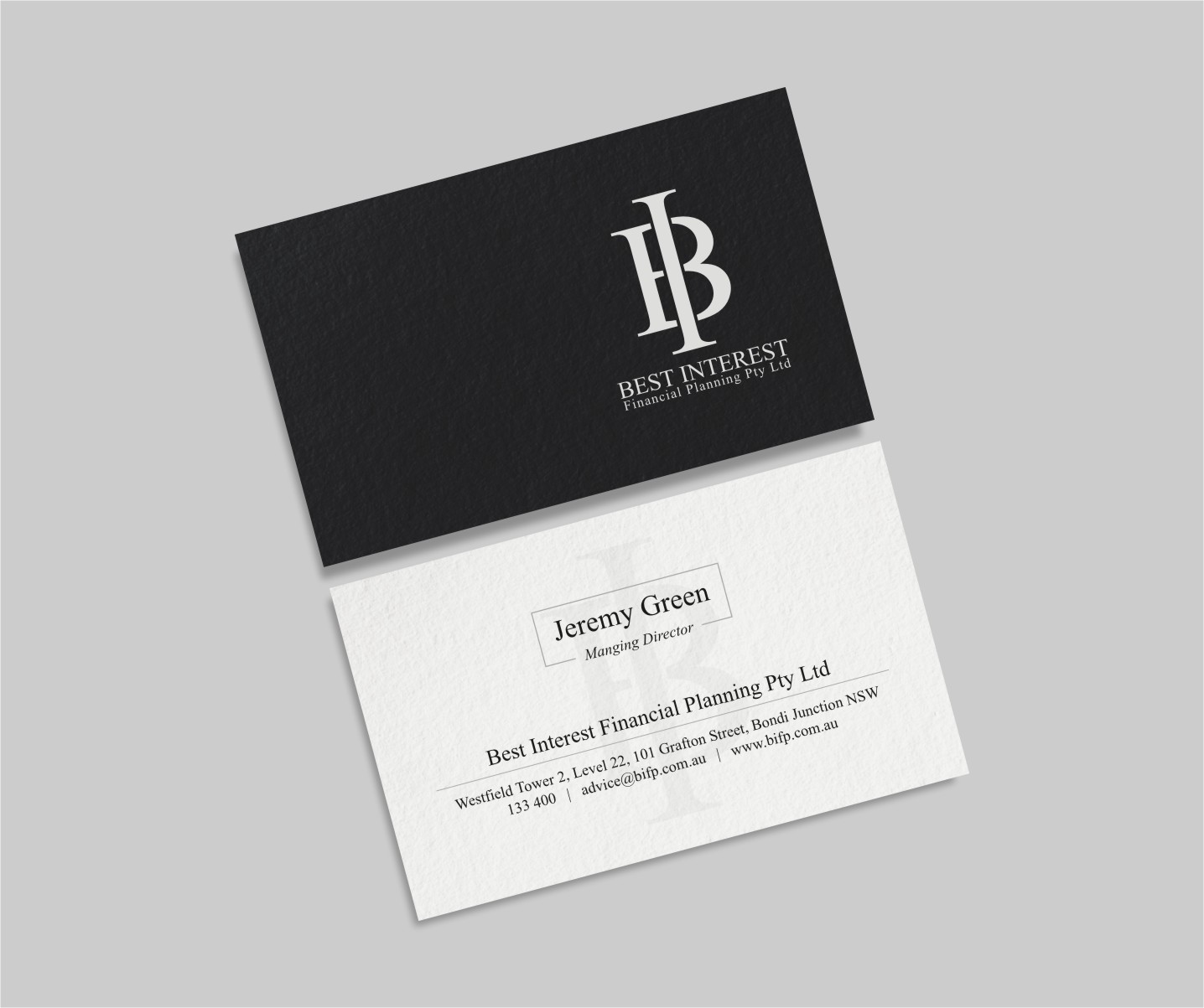 Business Card Design by INDIAN_Ashok for Best Interest Financial Planning Pty Ltd | Design #9507307
