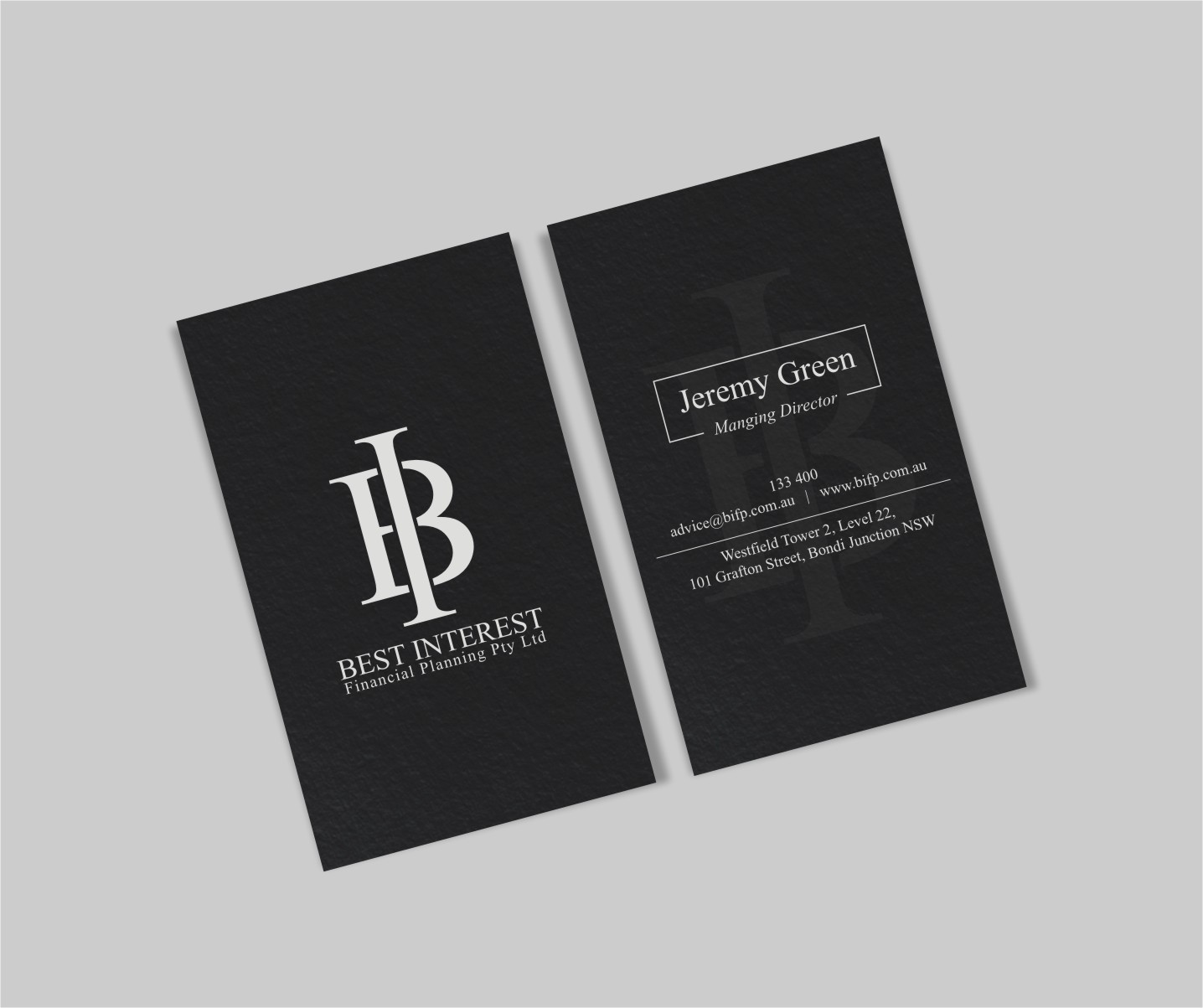 Business Card Design by INDIAN_Ashok for Best Interest Financial Planning Pty Ltd | Design #9507309