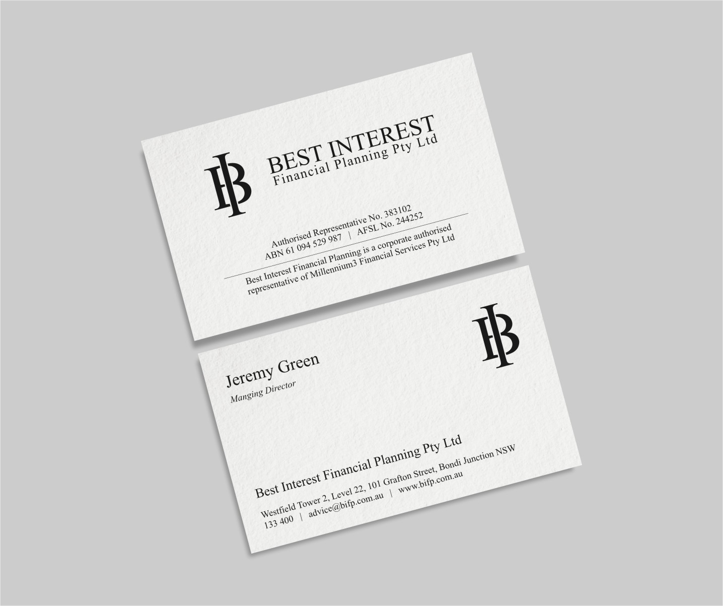 Business Card Design by INDIAN_Ashok for Best Interest Financial Planning Pty Ltd | Design #9523220