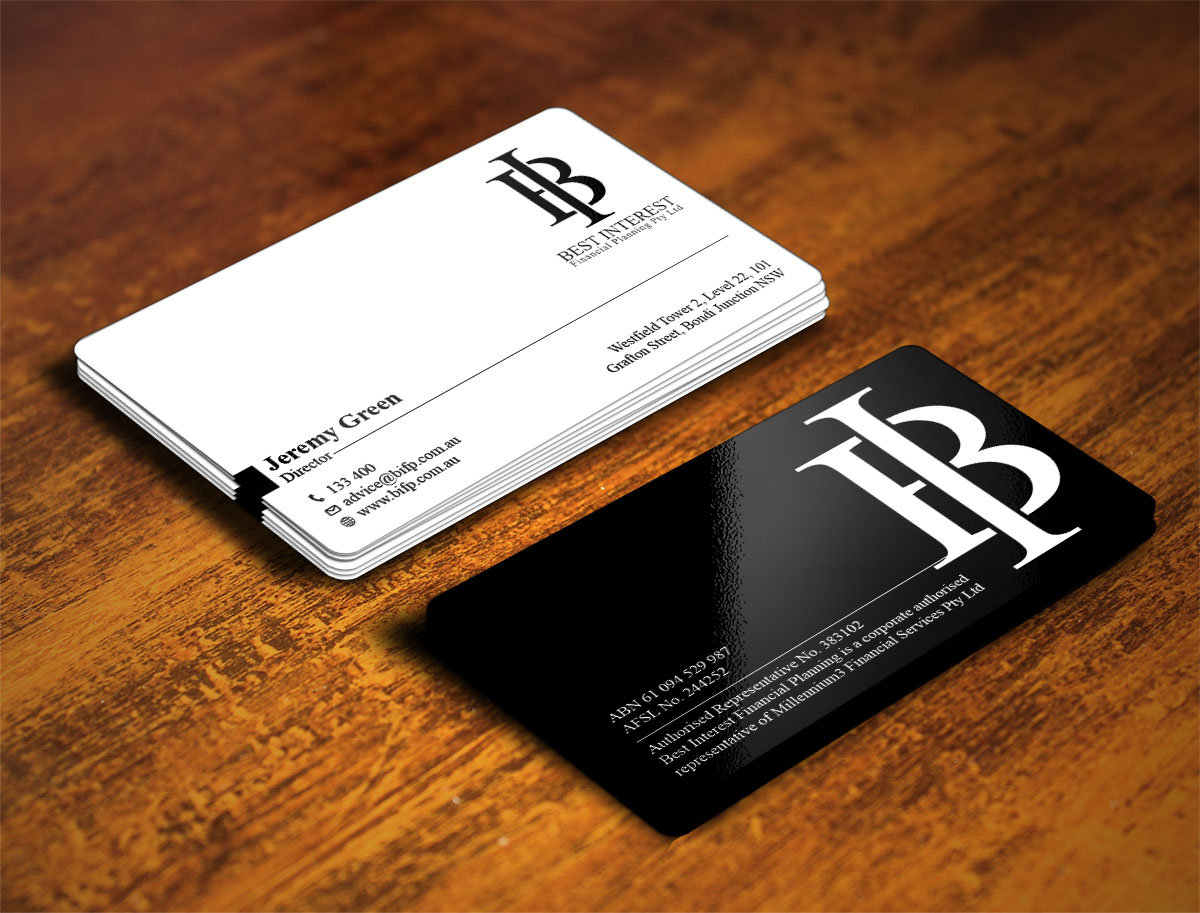 Business Card Design by Verified artistry (Design garden) for Best Interest Financial Planning Pty Ltd | Design #9511138