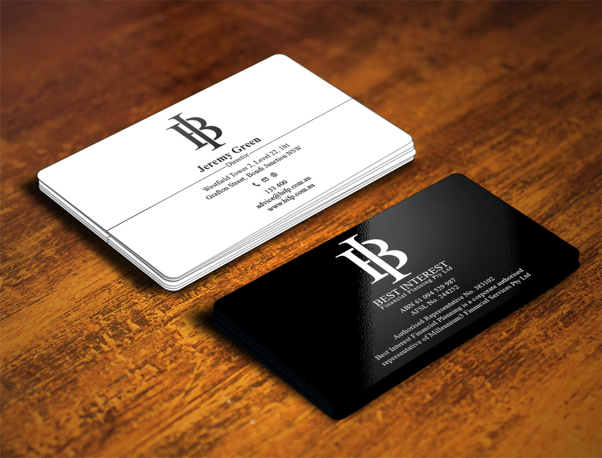 Business Card Design by Verified artistry for Best Interest Financial Planning Pty Ltd | Design #9511151