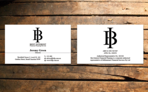 Business Card Design by Verified artistry (Design garden) for Best Interest Financial Planning Pty Ltd | Design: #9531675