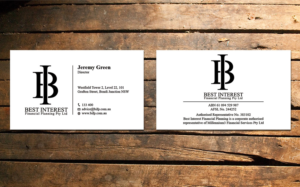 Business Card Design by Verified artistry (Design garden) for Best Interest Financial Planning Pty Ltd | Design: #9531677