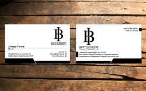 Business Card Design by Verified artistry (Design garden) for Best Interest Financial Planning Pty Ltd | Design: #9531678