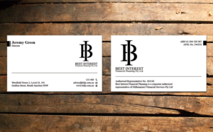 Business Card Design by Verified artistry (Design garden) for Best Interest Financial Planning Pty Ltd | Design: #9531679