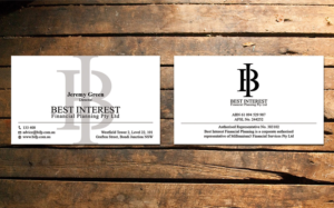 Business Card Design by Verified artistry (Design garden) for Best Interest Financial Planning Pty Ltd | Design: #9531683