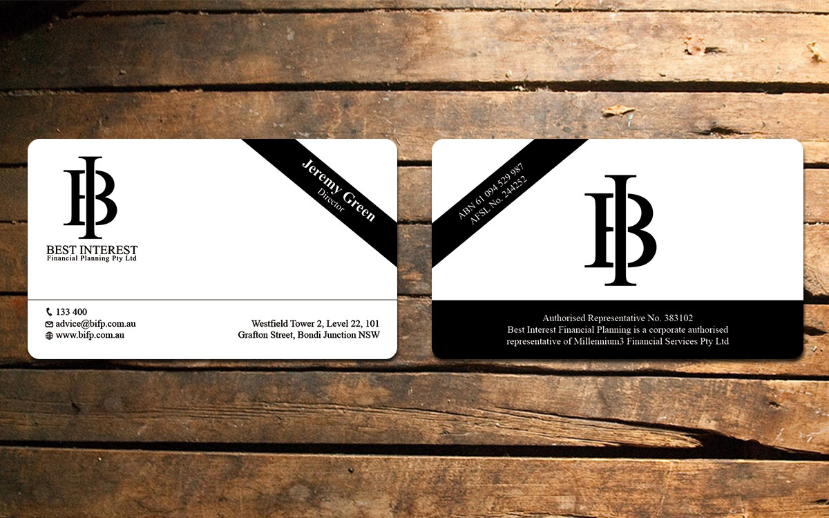 Visitenkarten-Design von Verified artistry (Design garden) für Best Interest Financial Planning Pty Ltd | Design #9531686