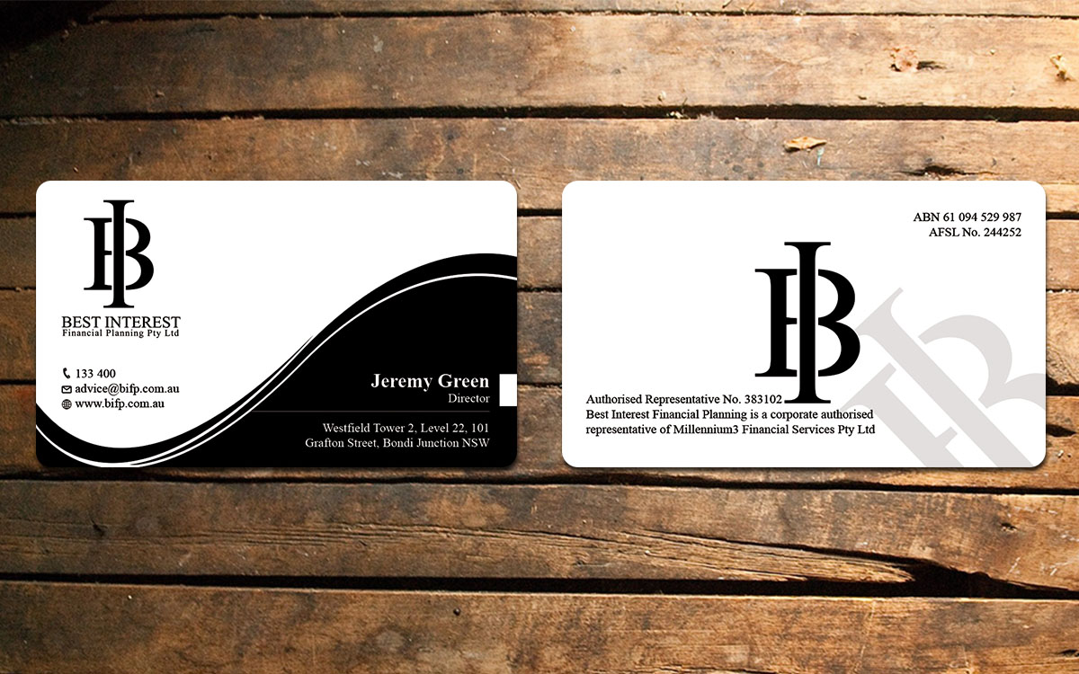 Business Card Design by Verified artistry for Best Interest Financial Planning Pty Ltd | Design #9531687