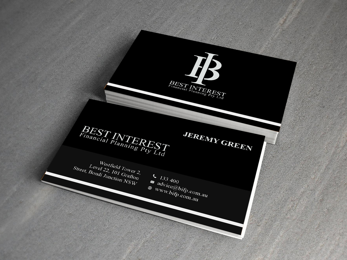 Business Card Design by Creations Box 2015 for Best Interest Financial Planning Pty Ltd | Design #9512404