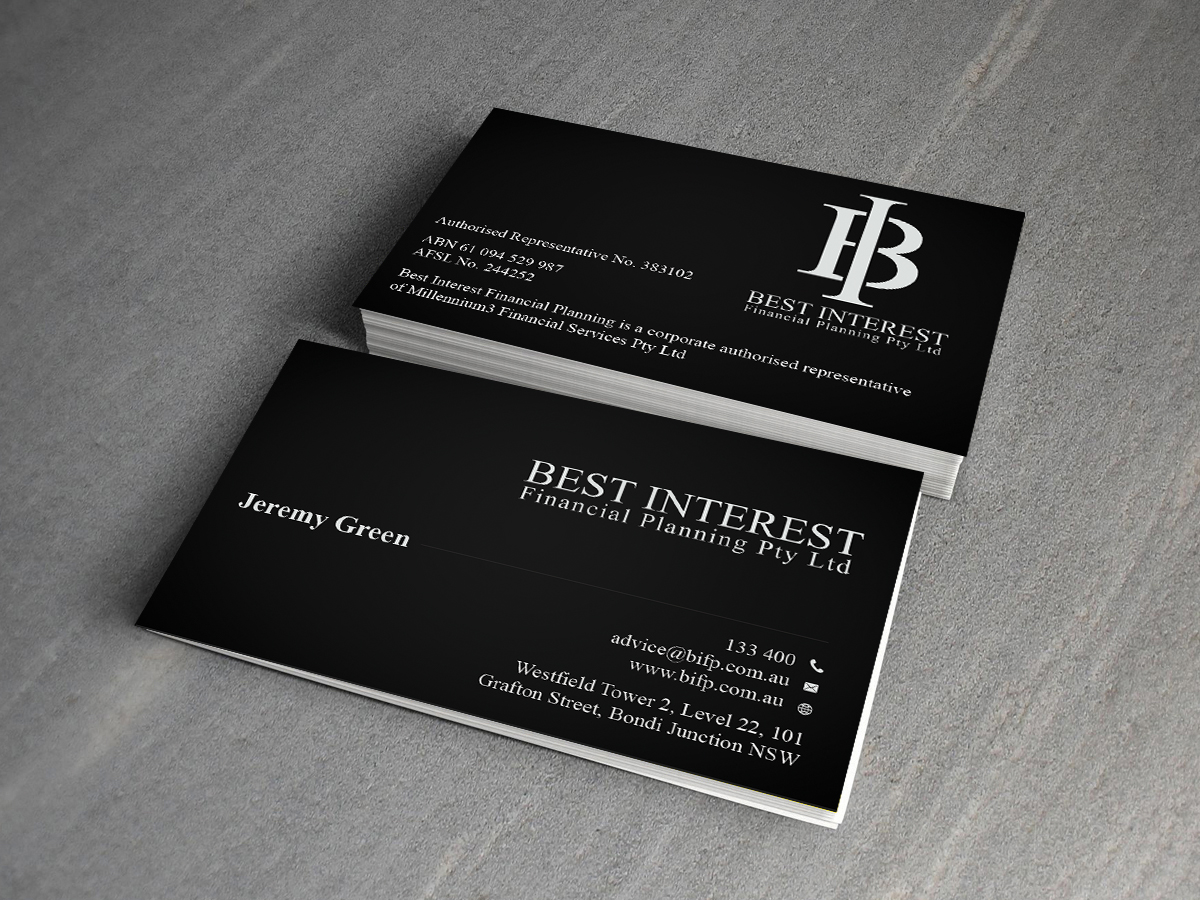 Design de Carte de Visite par Creations Box 2015 pour Best Interest Financial Planning Pty Ltd | Design #9512418