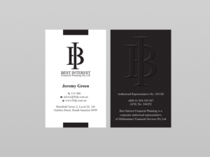 Business Card Design by Creations Box 2015 for Best Interest Financial Planning Pty Ltd | Design: #9512419