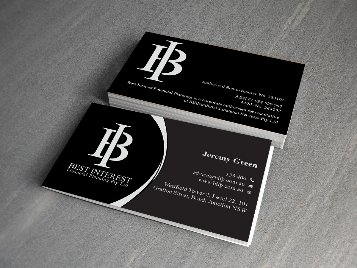 Visitenkarten-Design von Creations Box 2015 für Best Interest Financial Planning Pty Ltd | Design #9512420