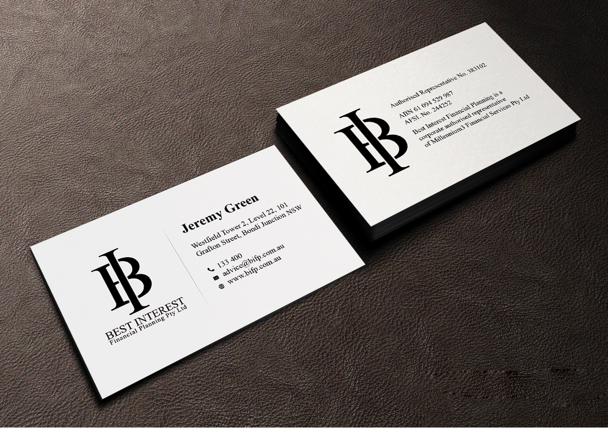 Business Card Design by Creations Box 2015 for Best Interest Financial Planning Pty Ltd | Design #9519611