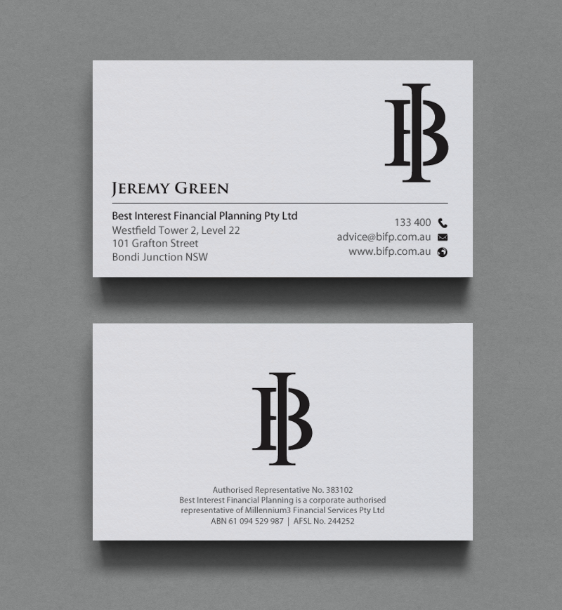 Business Card Design by chandrayaan.creative for Best Interest Financial Planning Pty Ltd | Design #9551906