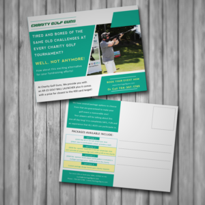 Charity Golf Guns promotional cards (rack card) | Diseño de Postal por Madin