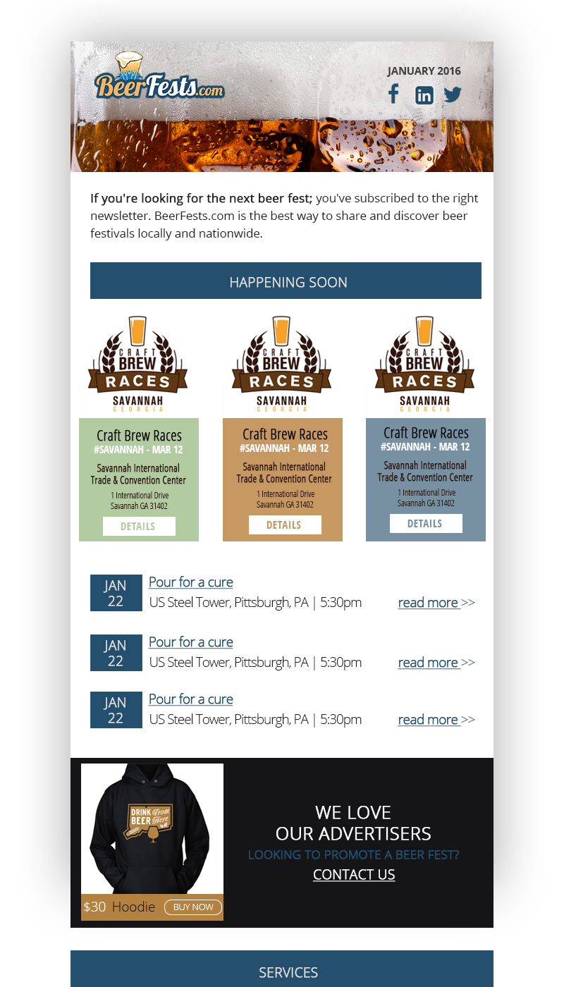 Diseño de Newsletter por Jan Hobson para Fests LLC | Diseño #9460106