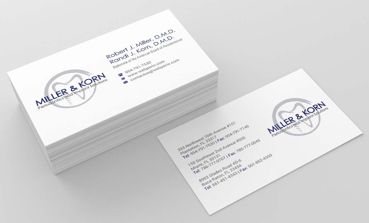 Diseño de Tarjeta de Presentación por INDIAN_Ashok para Miller & Korn Periodontics and Implant Solutions | Diseño #9384799
