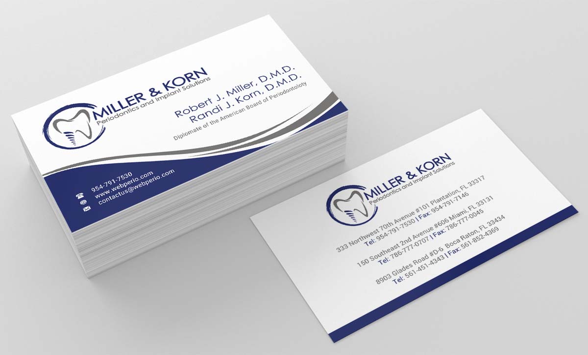 Diseño de Tarjeta de Presentación por INDIAN_Ashok para Miller & Korn Periodontics and Implant Solutions | Diseño #9384801