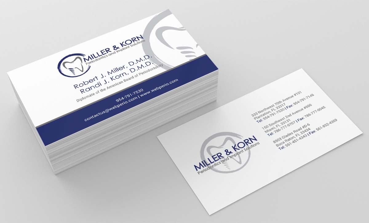 Diseño de Tarjeta de Presentación por INDIAN_Ashok para Miller & Korn Periodontics and Implant Solutions | Diseño #9384804