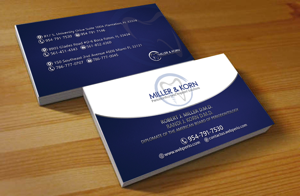 Design de Carte de Visite par Hardcore Design pour Miller & Korn Periodontics and Implant Solutions | Design #9408490
