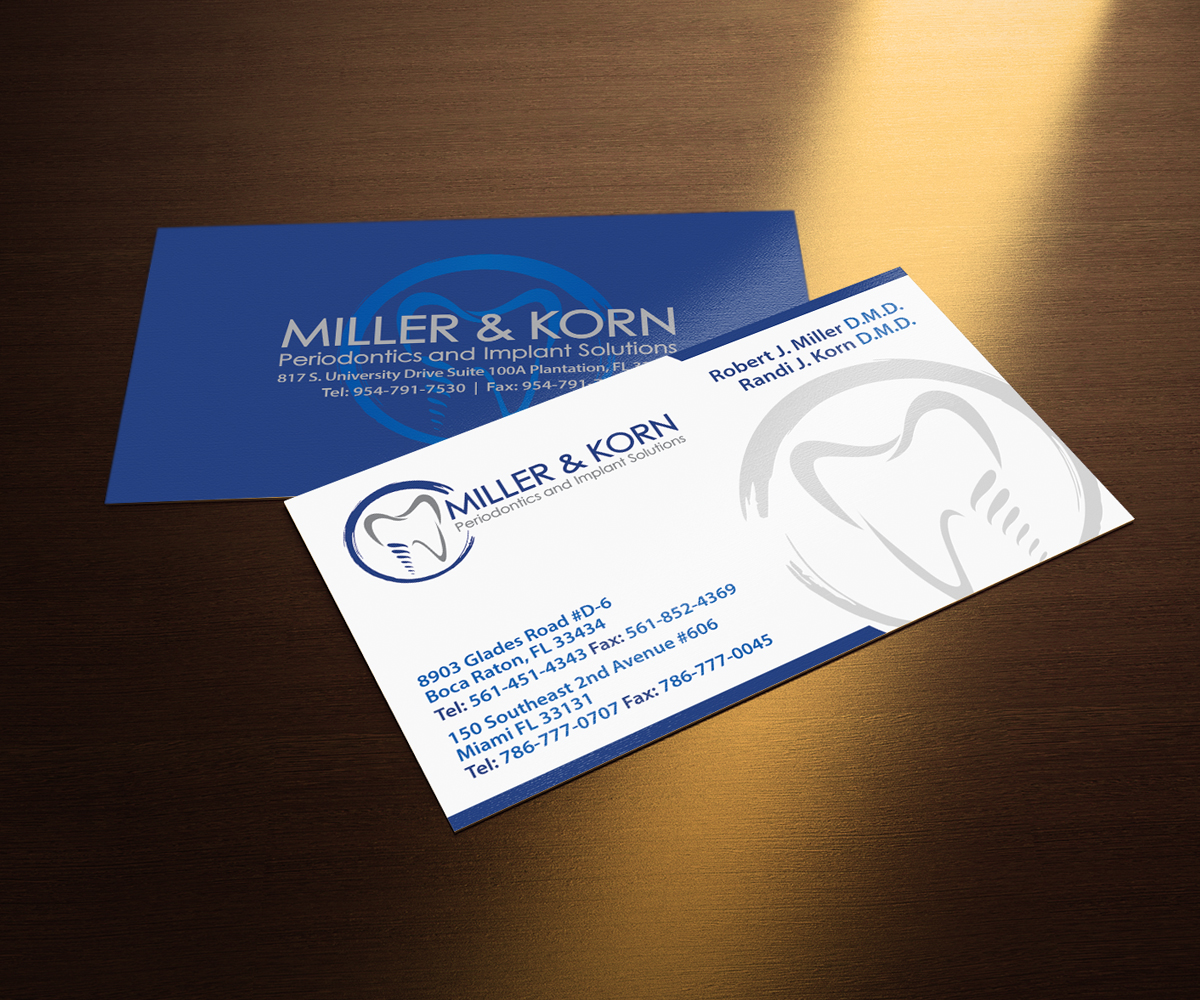 Diseño de Tarjeta de Presentación por Ethien para Miller & Korn Periodontics and Implant Solutions | Diseño #9366194